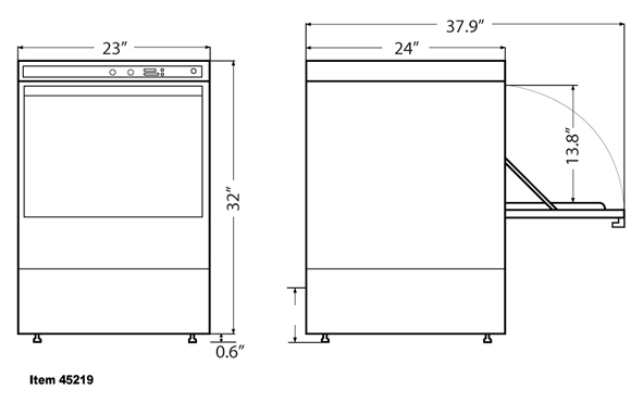 23-inch Undercounter High Temperature Dishwasher - Omcan